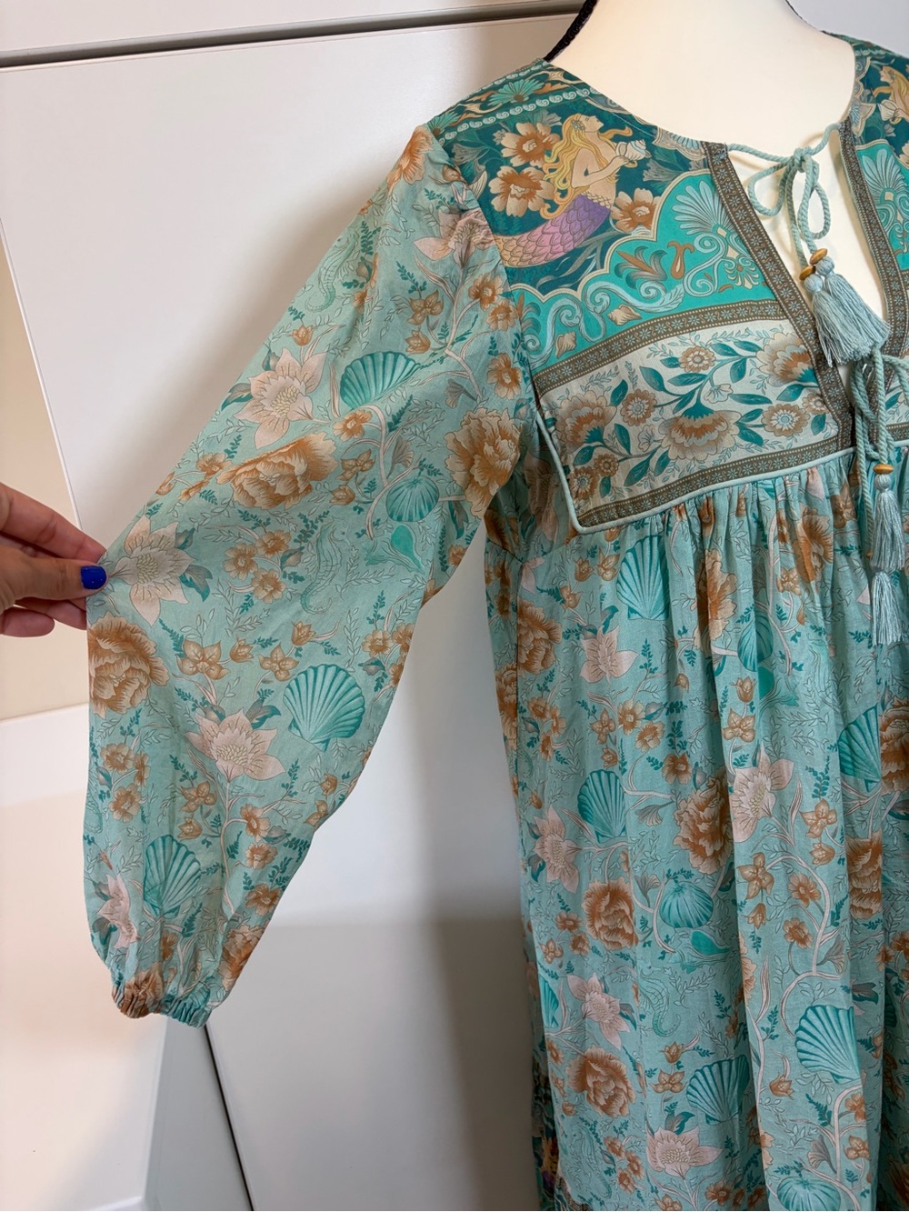🔮SPELL & THE GYPSY COLLECTIVE SEASHELL MERMAID BOHO DRESS - SEAFOAM - Picture 6 of 13